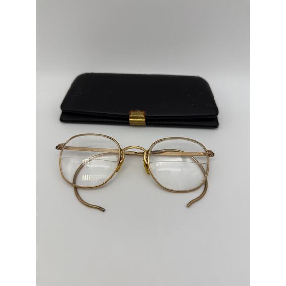 Vtg Antique American Optical 1-10 12K Gold Filled 6 1/2 Frame Glasses With Case - Picture 1 of 5